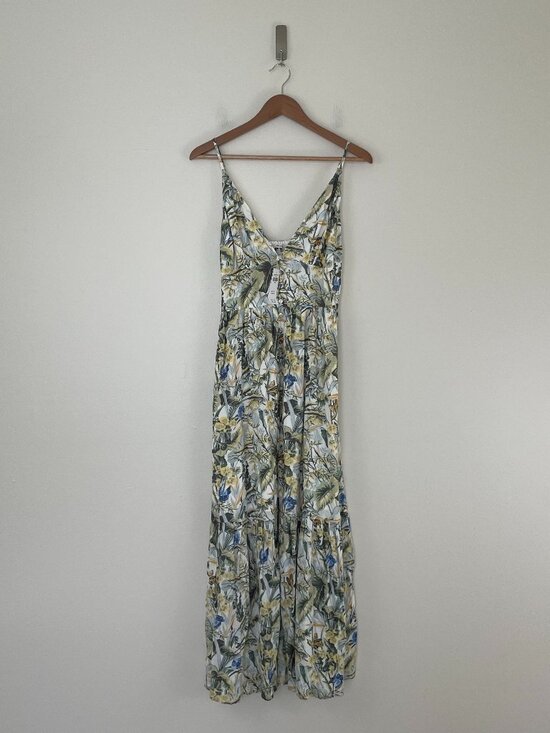 Abercrombie & Fitch Dresses & Skirts - Abercrombie & Fitch Plunge Linen Maxi Dress in Tropical Print Size Small